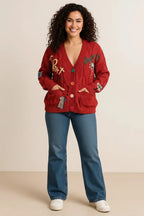 Roseh V-Neck Button Down Knit Cardigan