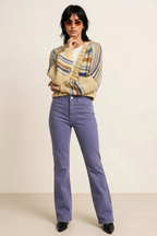 Chunky Knit Striped Cropped Cardigan