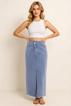 Slit Asymmetrical Waist Denim Skirt
