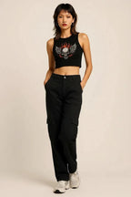 Straight Denim Cargo Pants