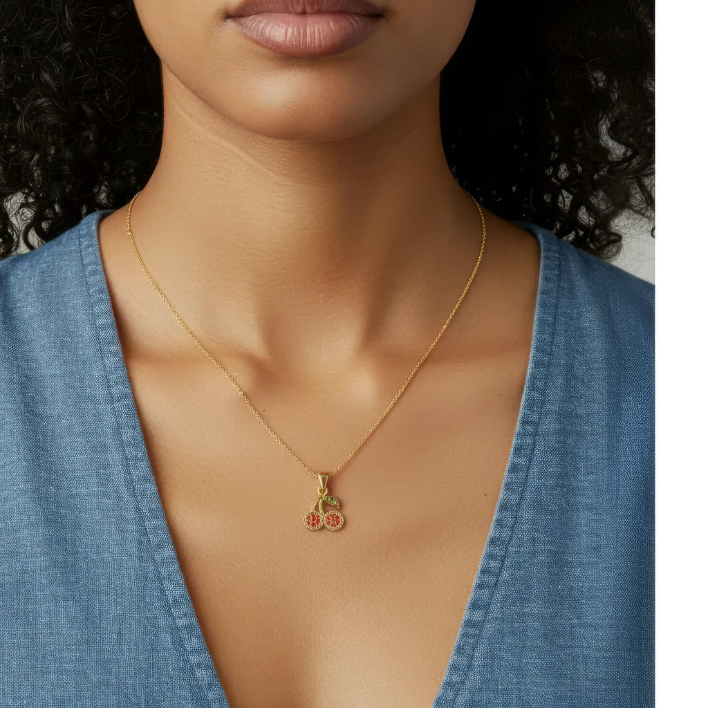 Cherry Rhinestone Necklace