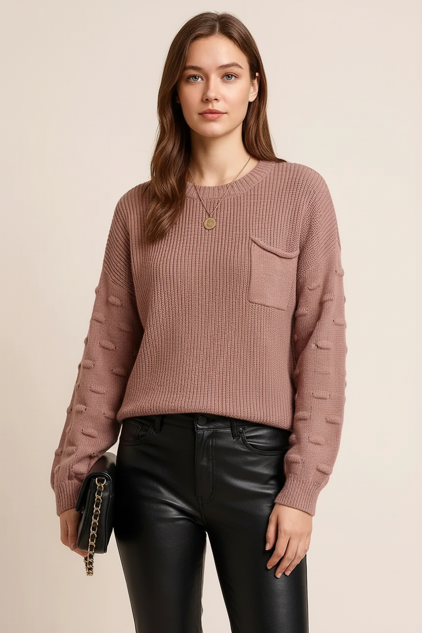 Round Neck Drop Shoulder Sweater