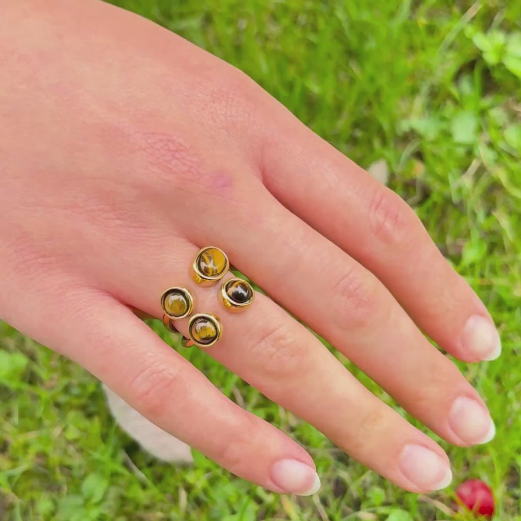 Tiger Eye U-Shape Ring